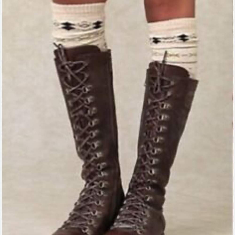 Frye Rogan Brown Lace-Up Knee-High Boots 9 Rare